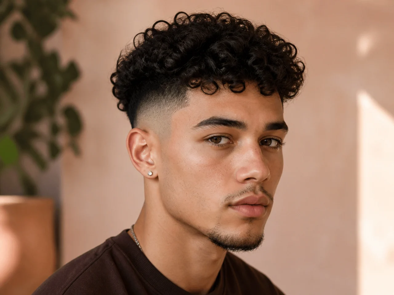Loose 3A curls over a high fade