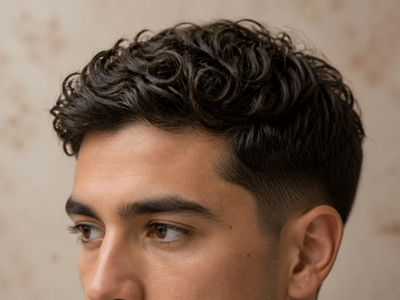 An undone curly ivy league haircut
