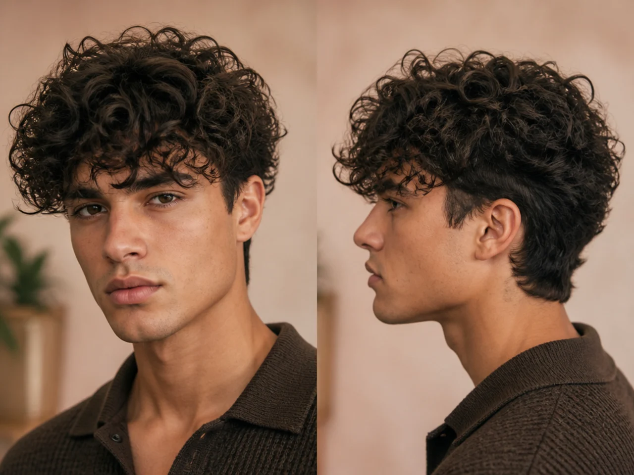 Curly hair layered from underneath