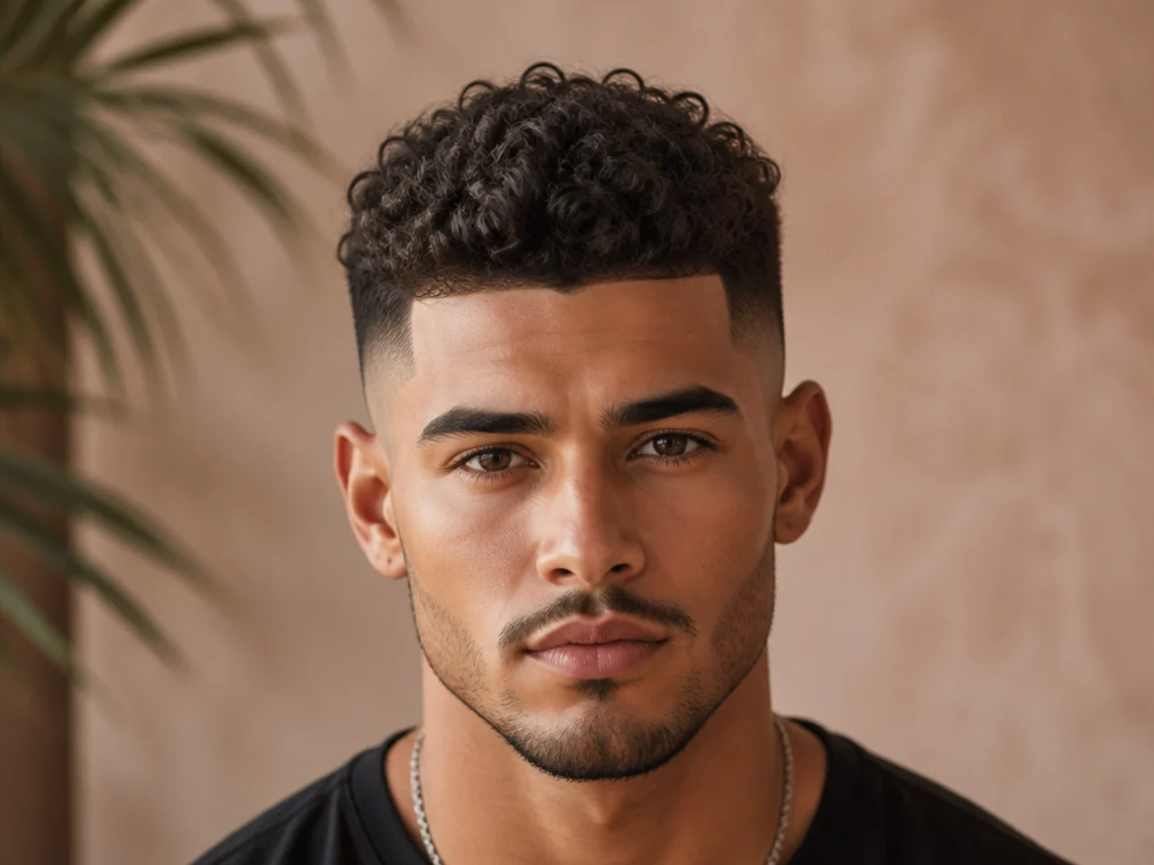 A curly top with a high fade