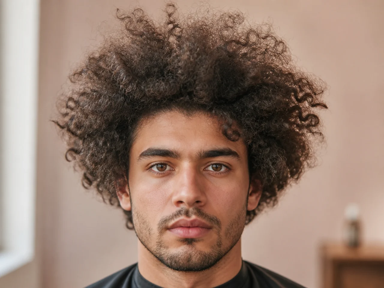 Curly hair brushed out into frizz