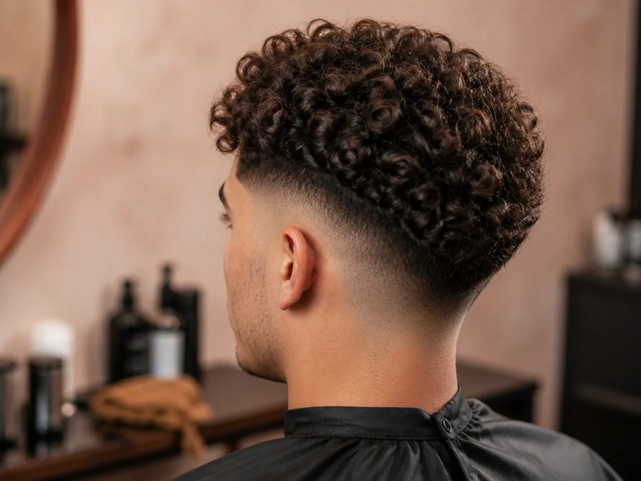 A short curly mid fade