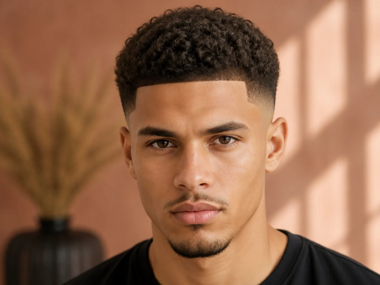 A curly mid skin fade