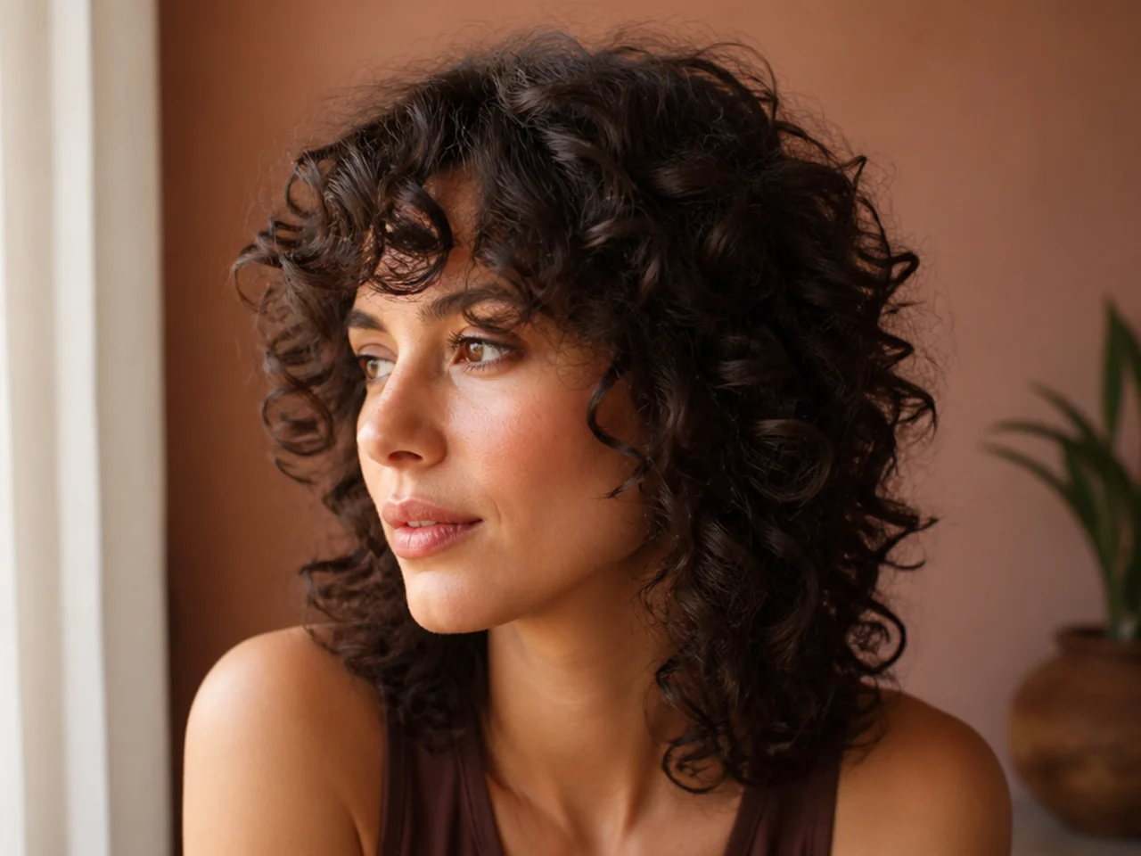A curly shag with a rounded crown shape