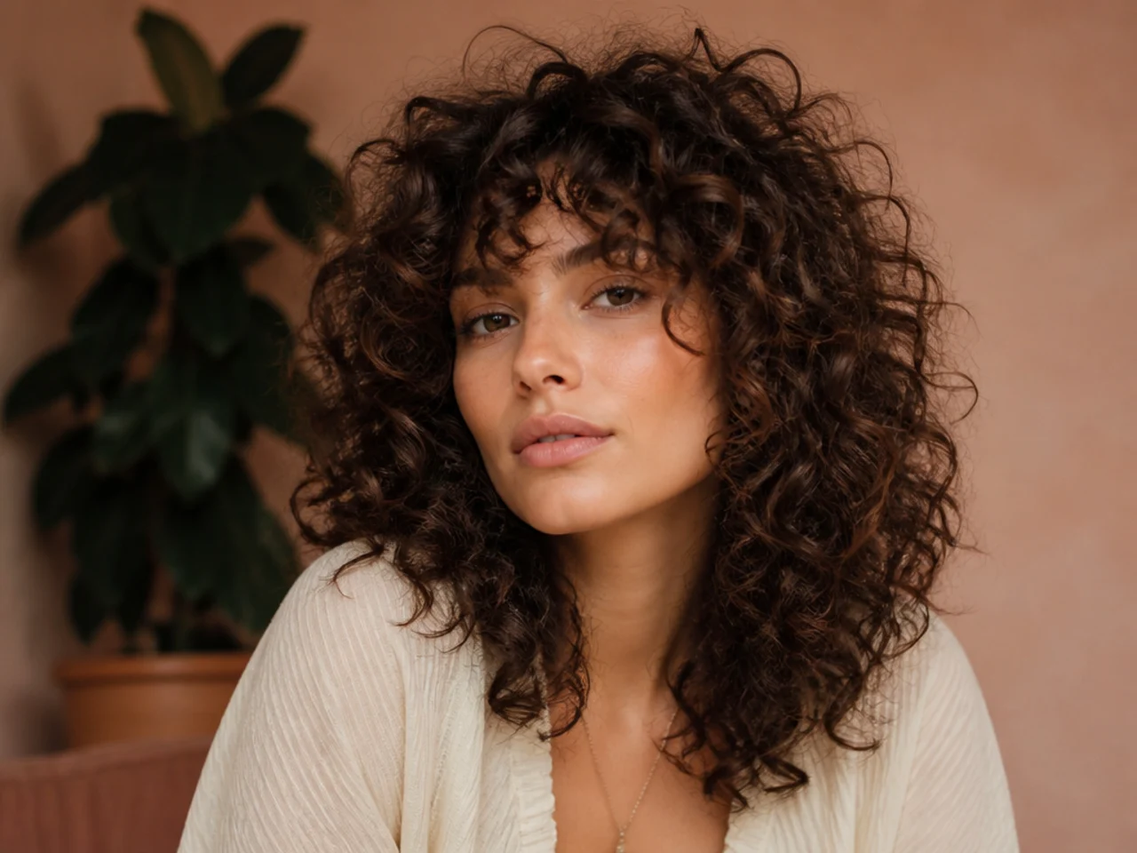 A heavily layered curly shag with maximum spring