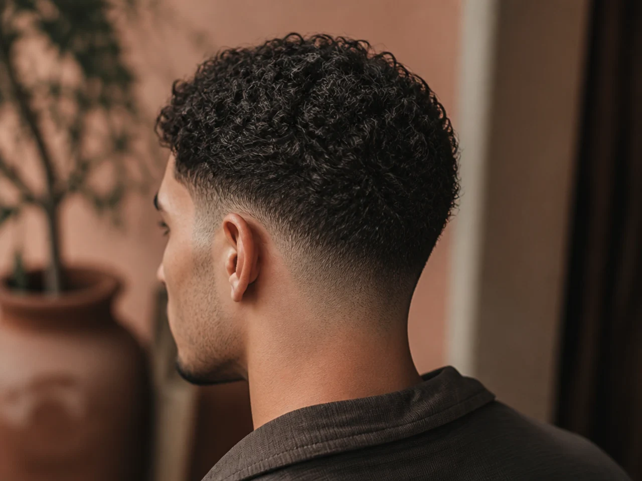 A short curly haircut sitting tighter on a humid day