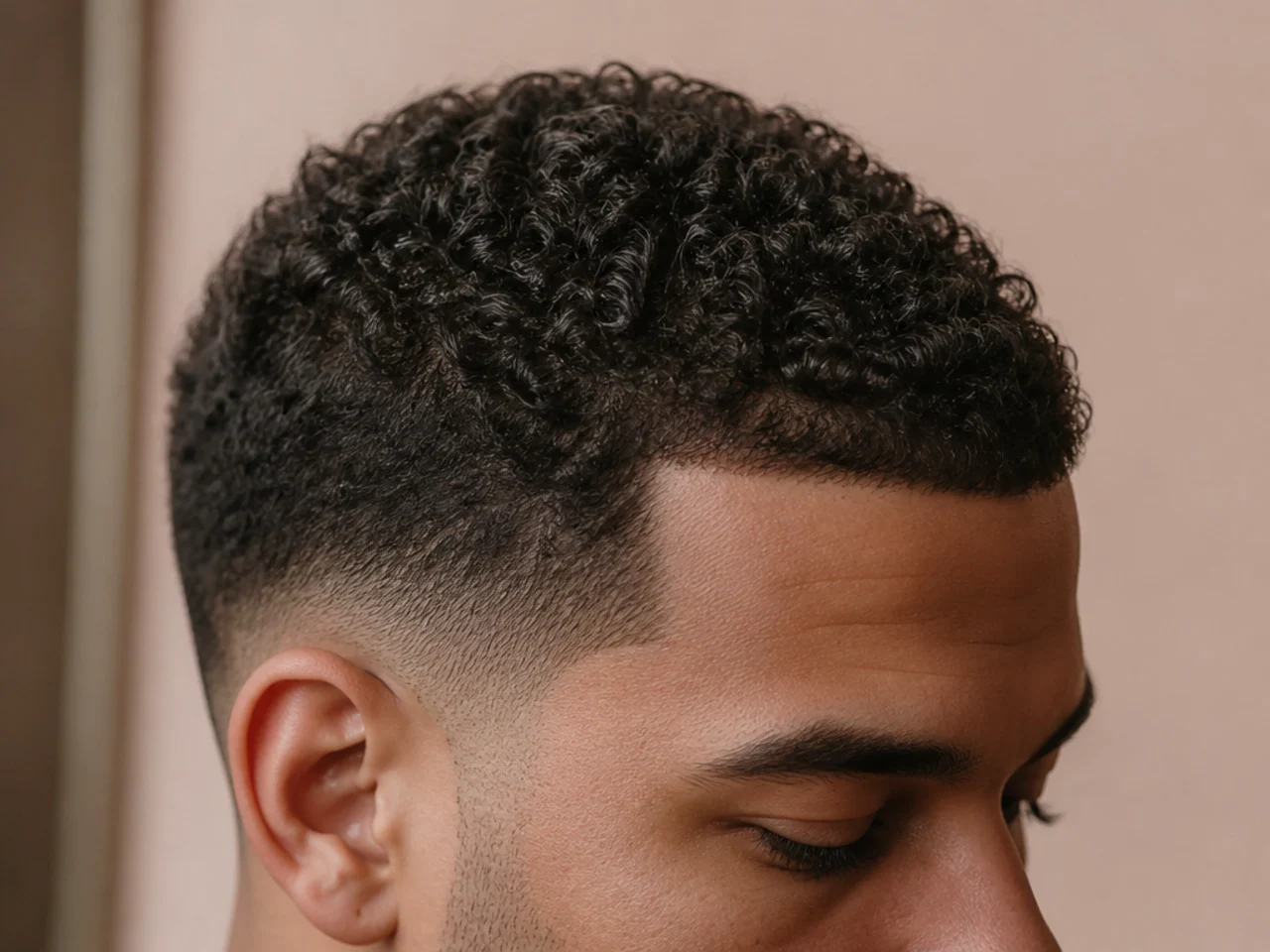 Freshly washed curly hair at its shortest