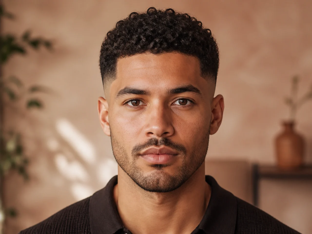 A neckline shaped on dry curly hair