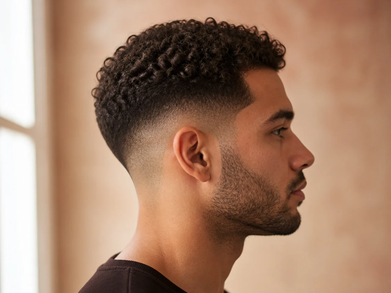 Grown-out curly hair where shrinkage no longer dominates