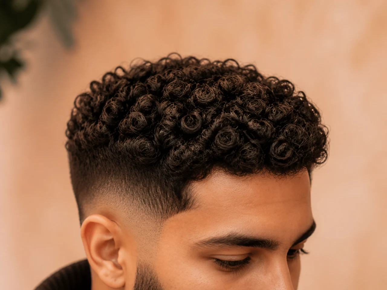 A loose 3A curl cut into a squared silhouette