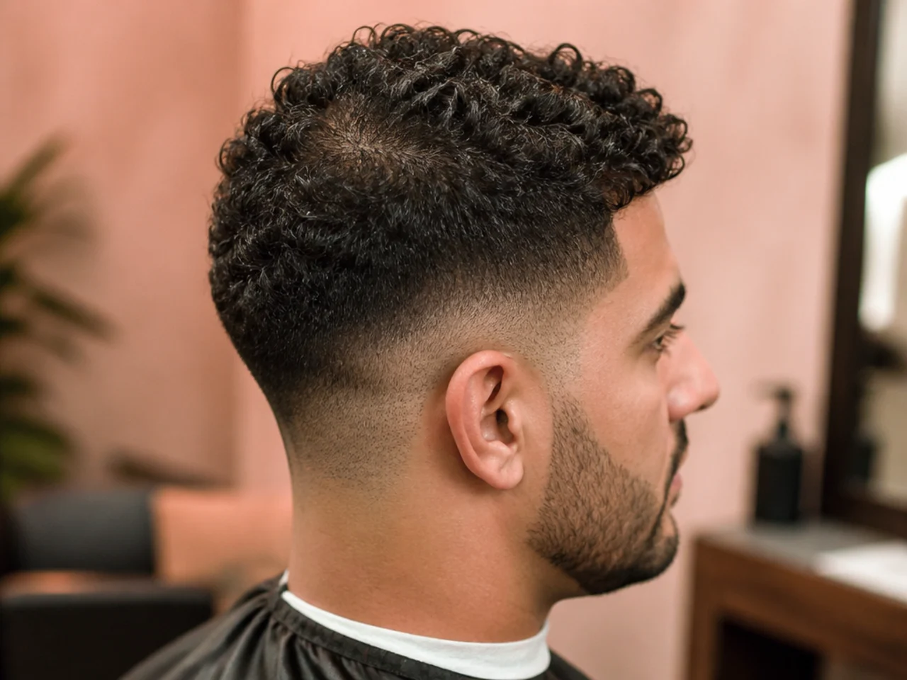 The crown of a curly head showing uneven shrinkage