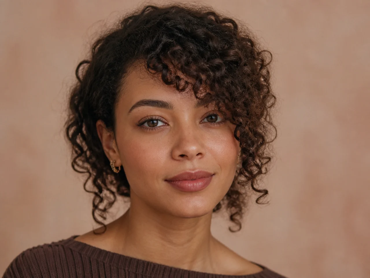 A curly fringe that has dried into a shallow line