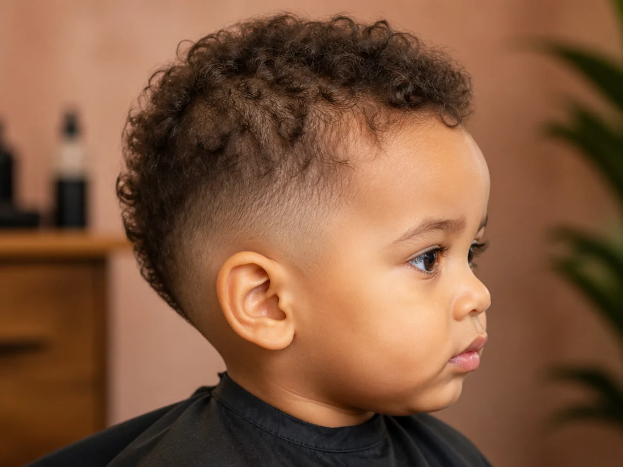 Close view of fine baby curls on a toddler's head