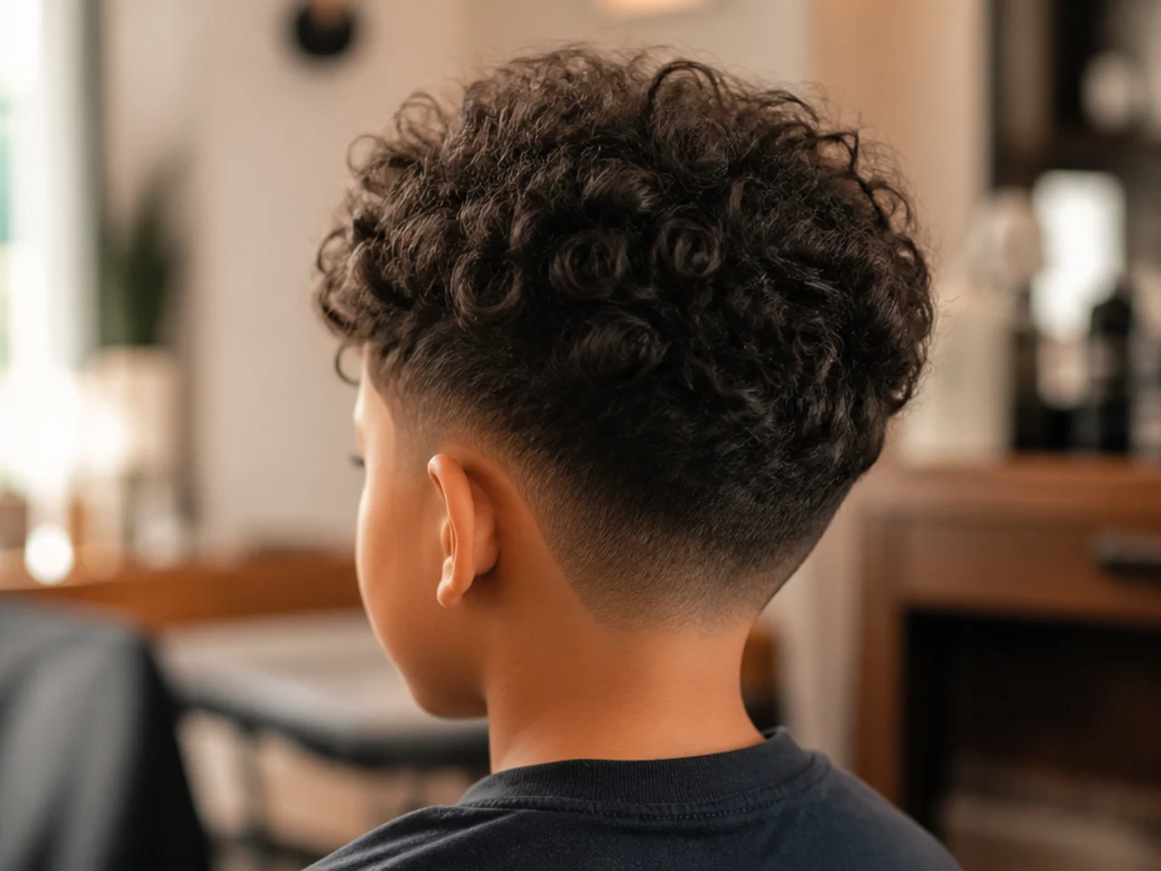 A young boy whose hair pattern is changing as he grows