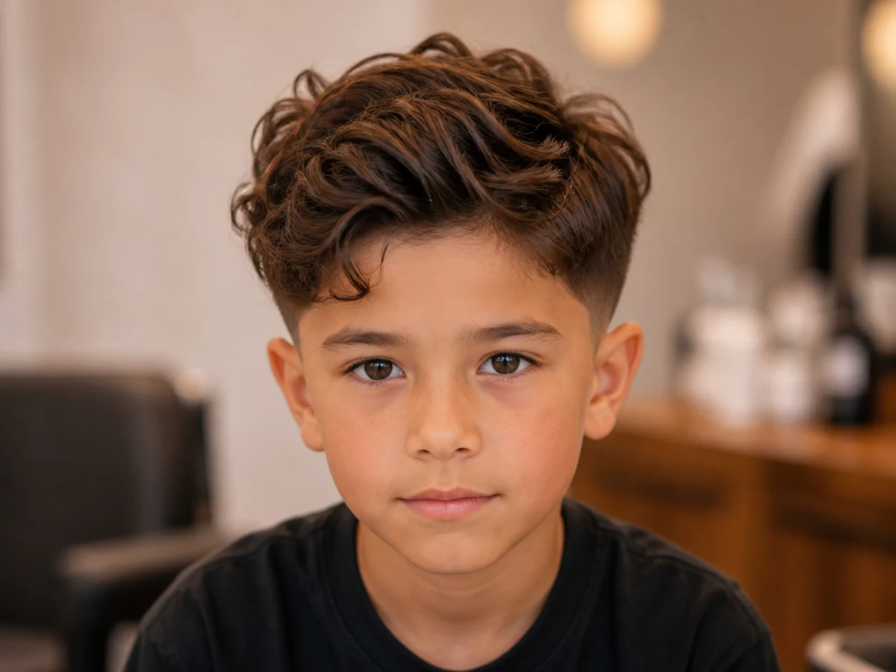 A boy with straight roots and wavy ends