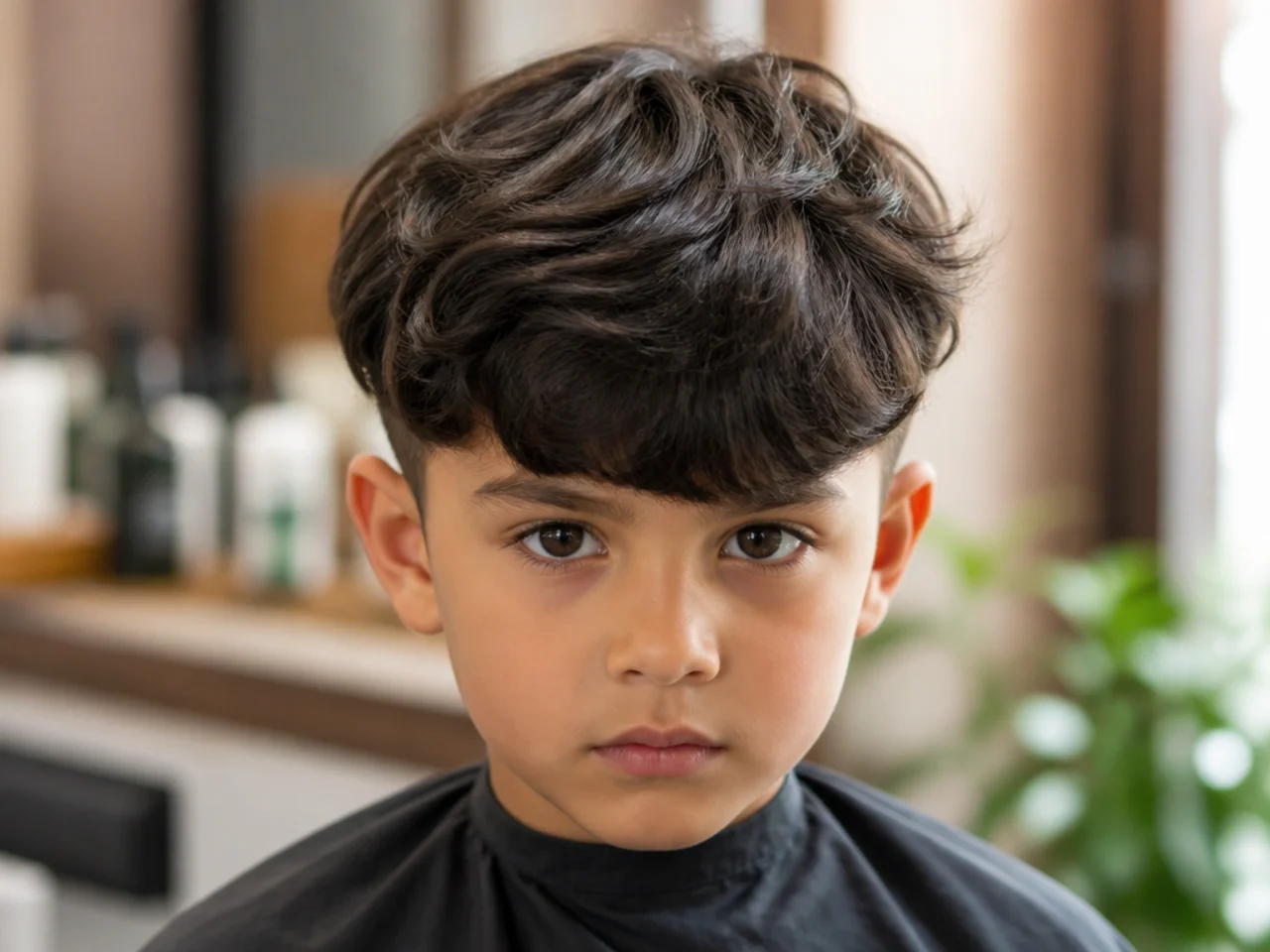 Over-layered flat wavy hair on a boy