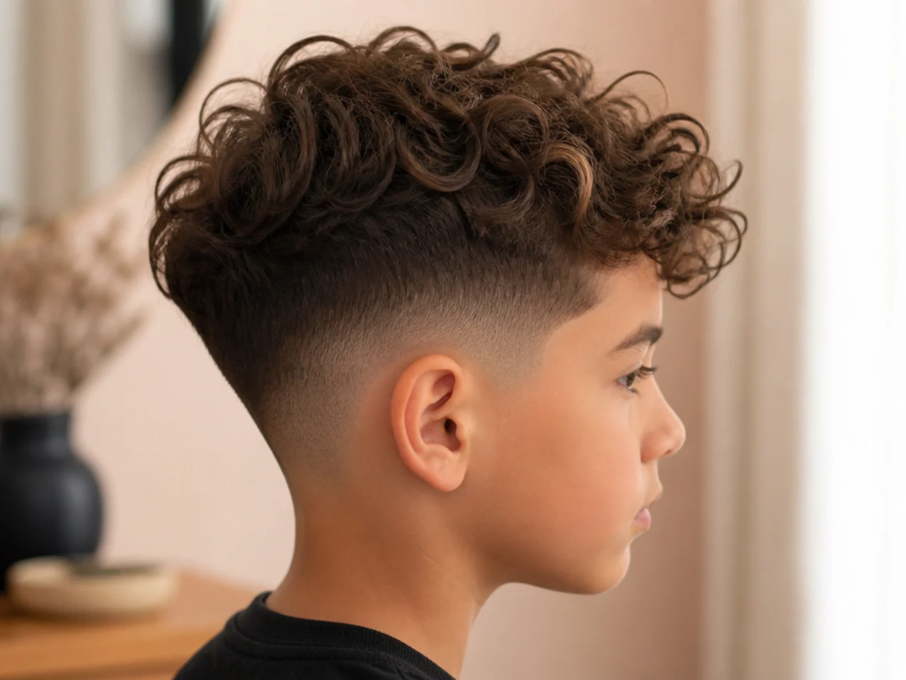 Close comparison of a wavy strand and a curly strand