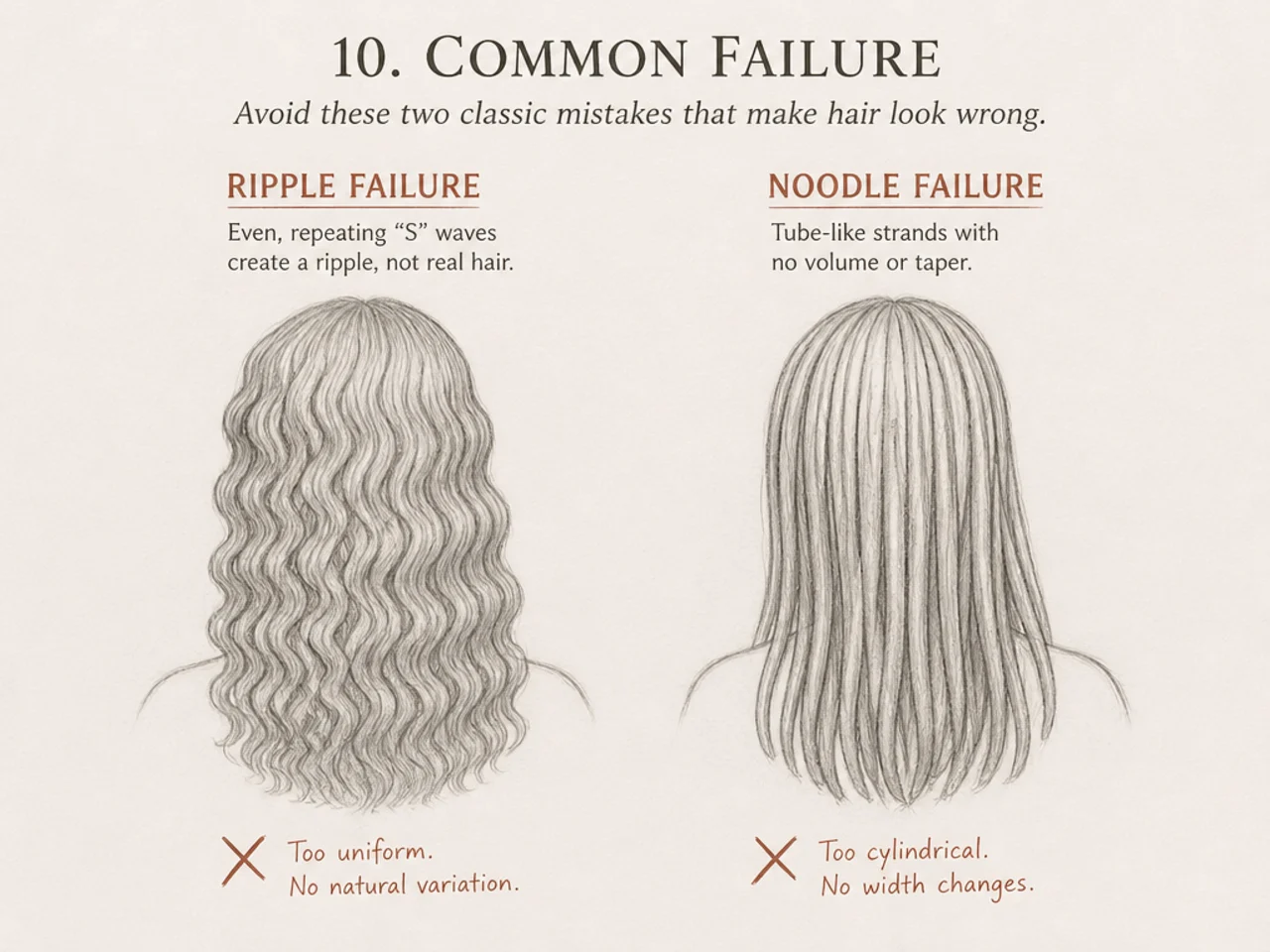 Ripple and noodle failure modes compared