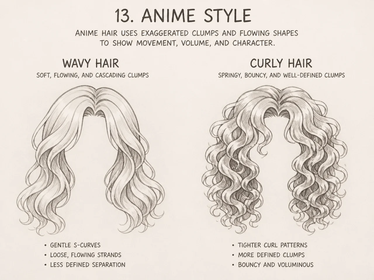 Anime wavy and curly clumps compared