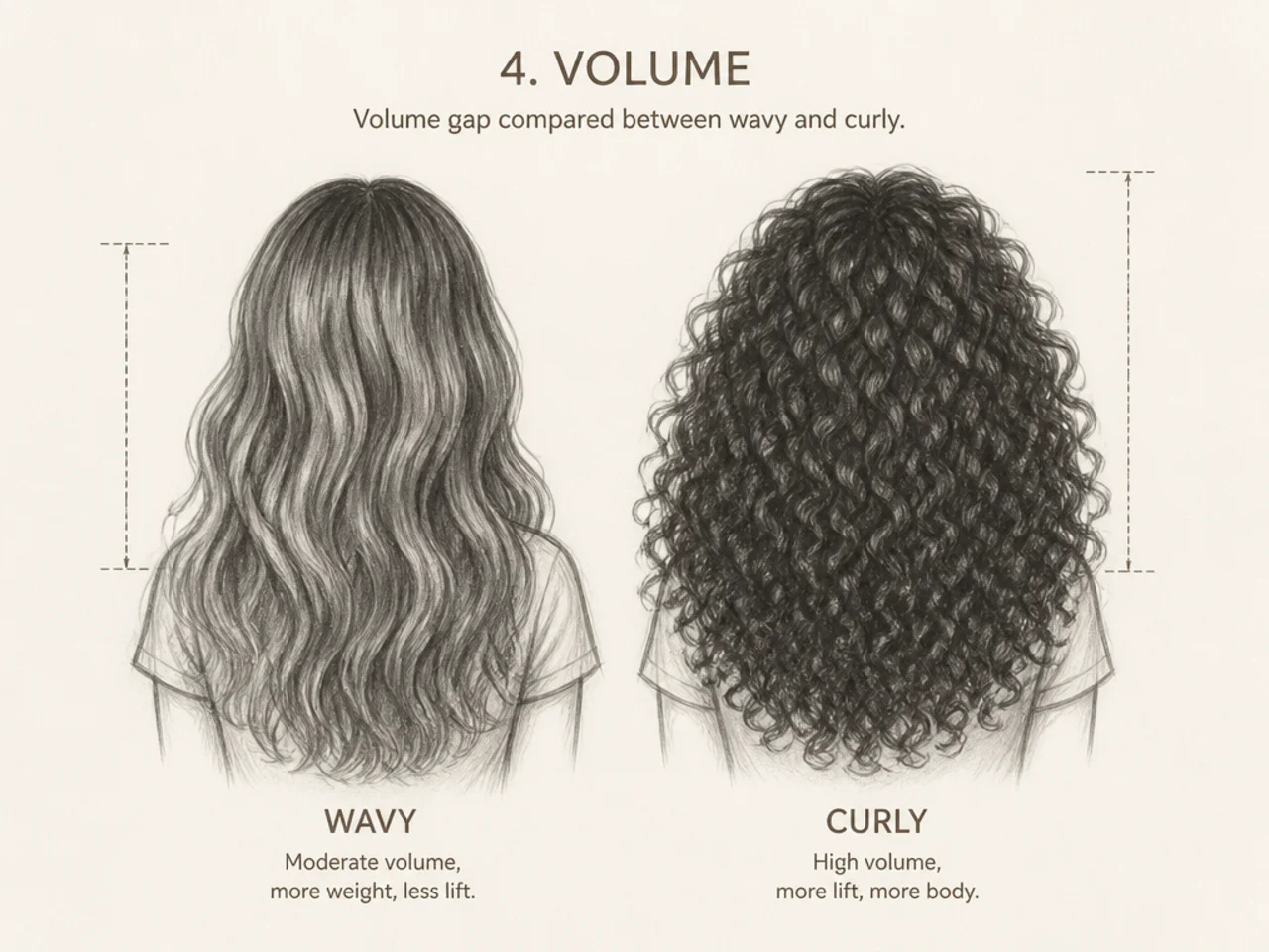 Volume gap compared between wavy and curly