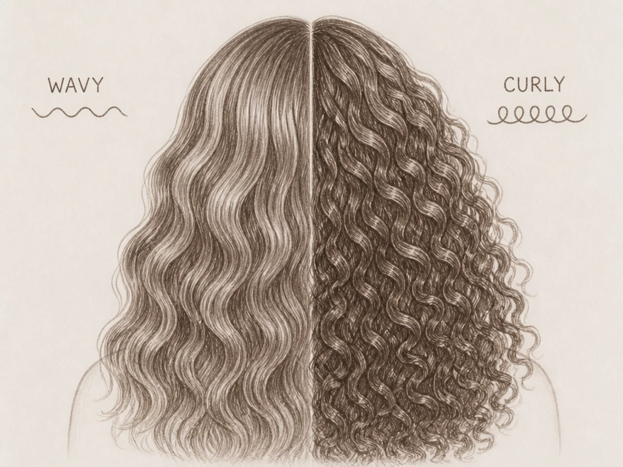 A finished drawing showing both wave and curl