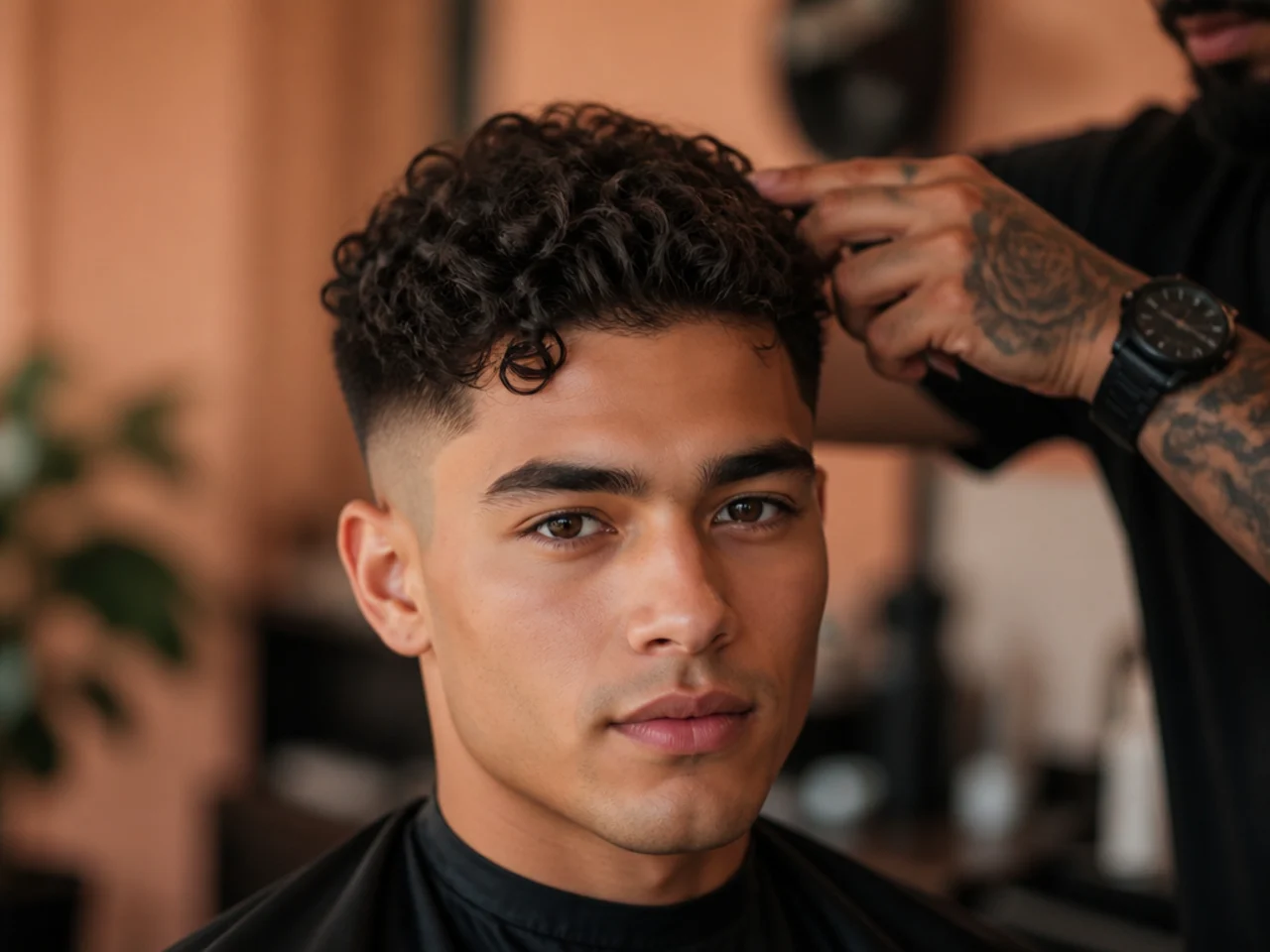 A man having a routine haircut
