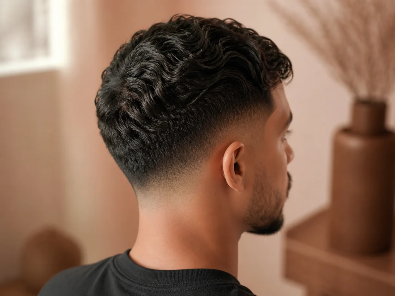 A man with waves at the front and curls at the crown