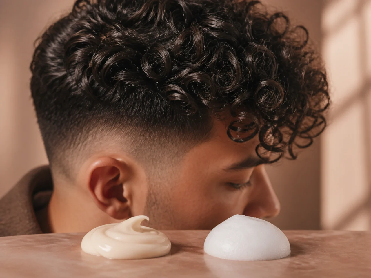 Curl cream beside a light mousse