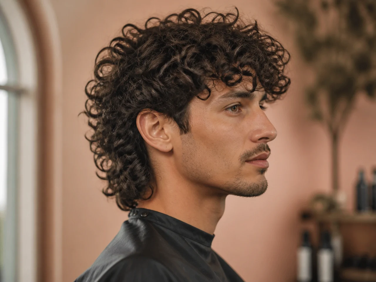 Defined 3B curly wolf cut with springy corkscrew curls and layered crown volume