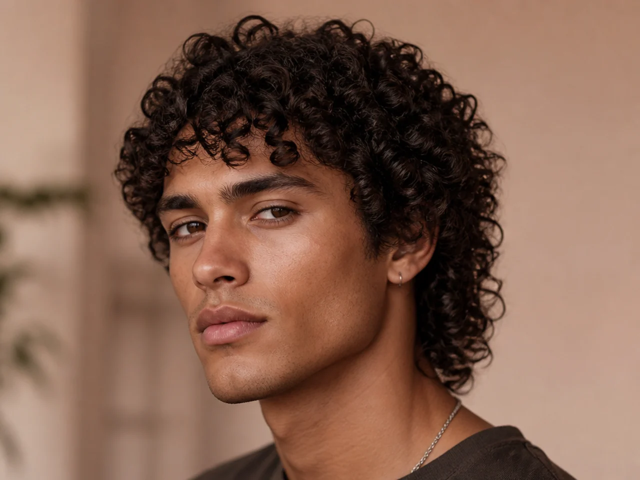 Tight 3C curly wolf cut with dense spiral pattern and aggressive internal layers to prevent triangle spread