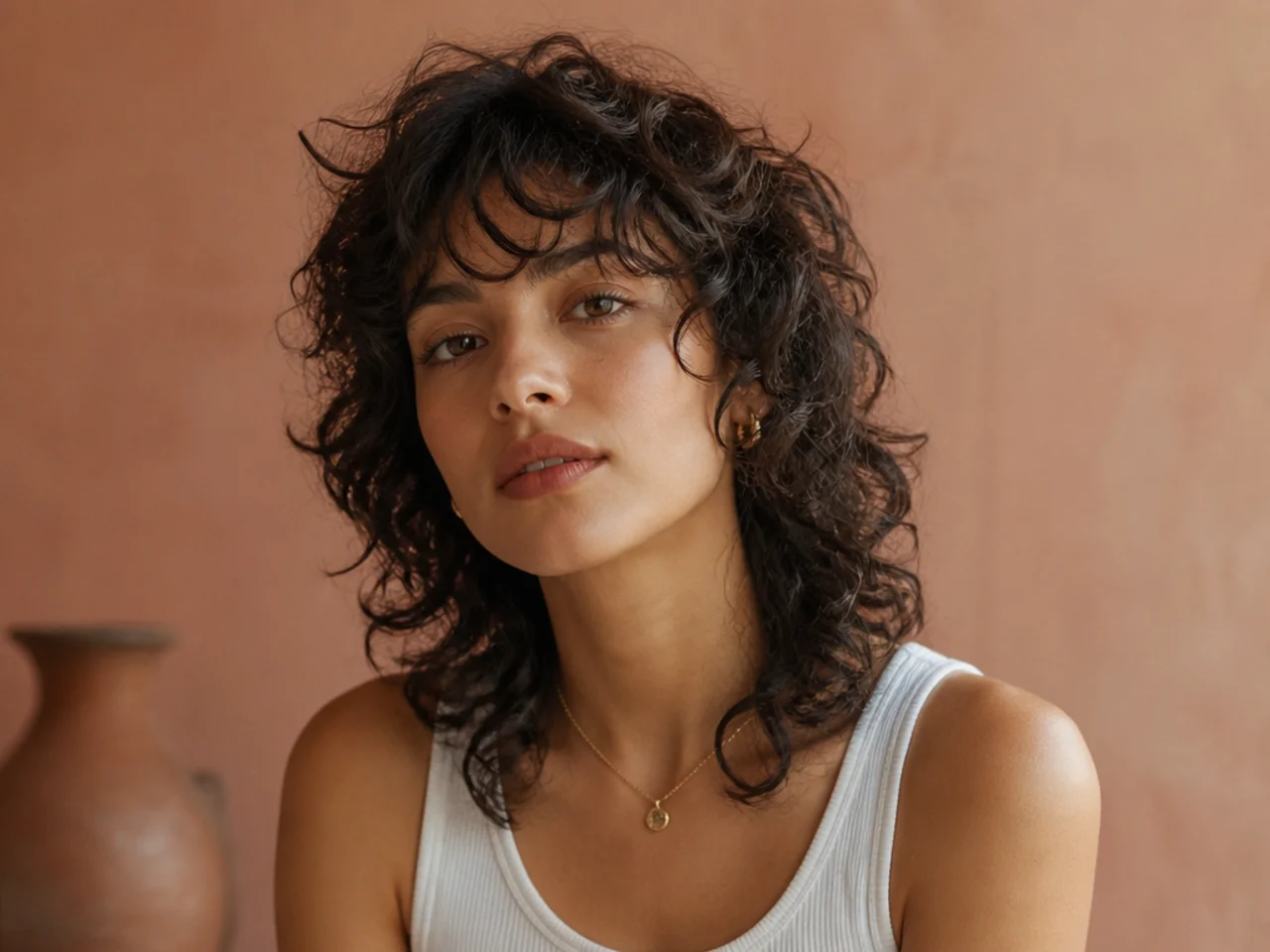 Air-dried curly wolf cut