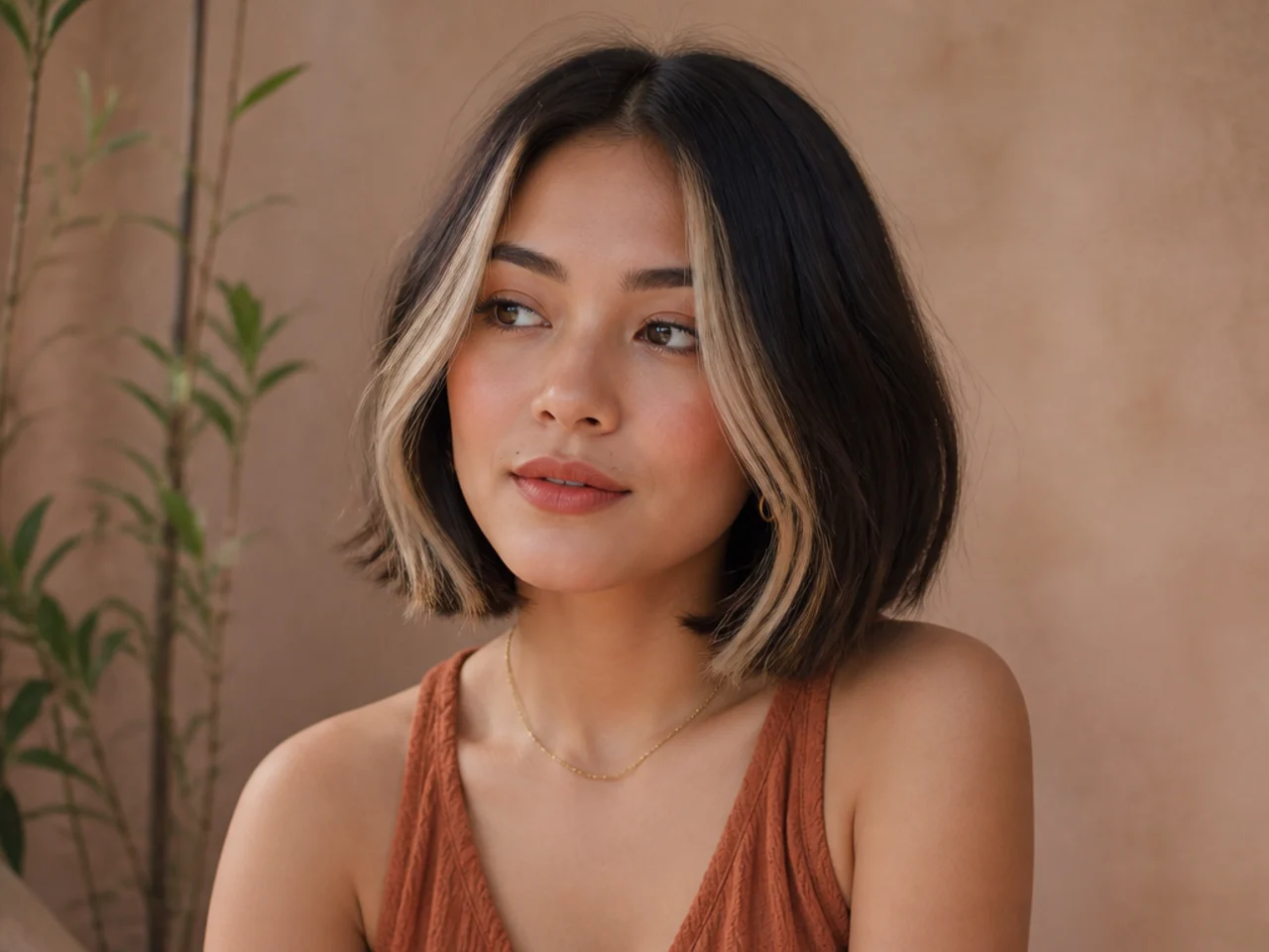 A bob with two lightened front sections framing the face