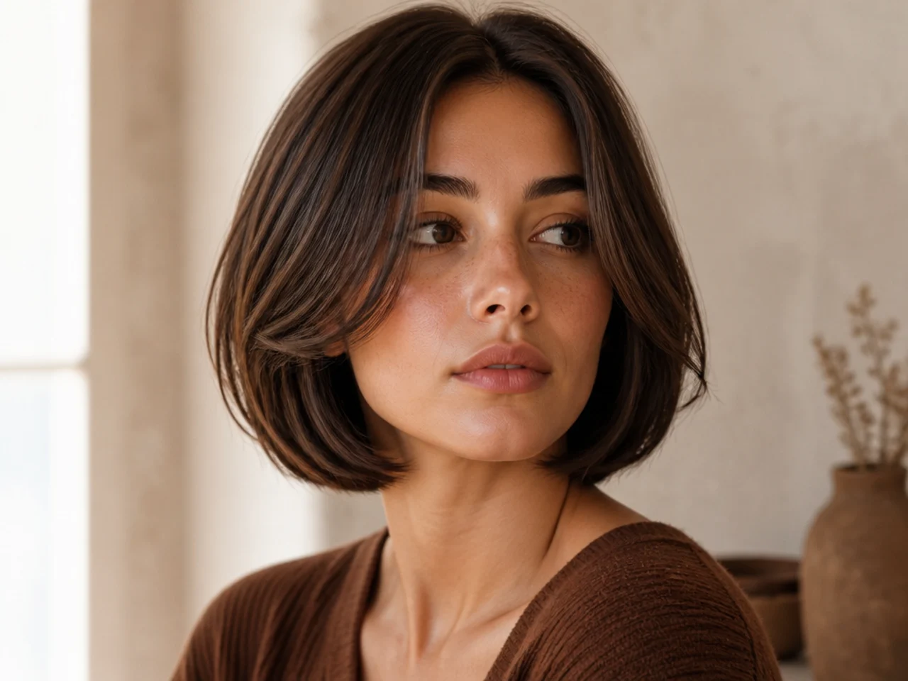 A bob with two soft face framing layers and an otherwise solid perimeter