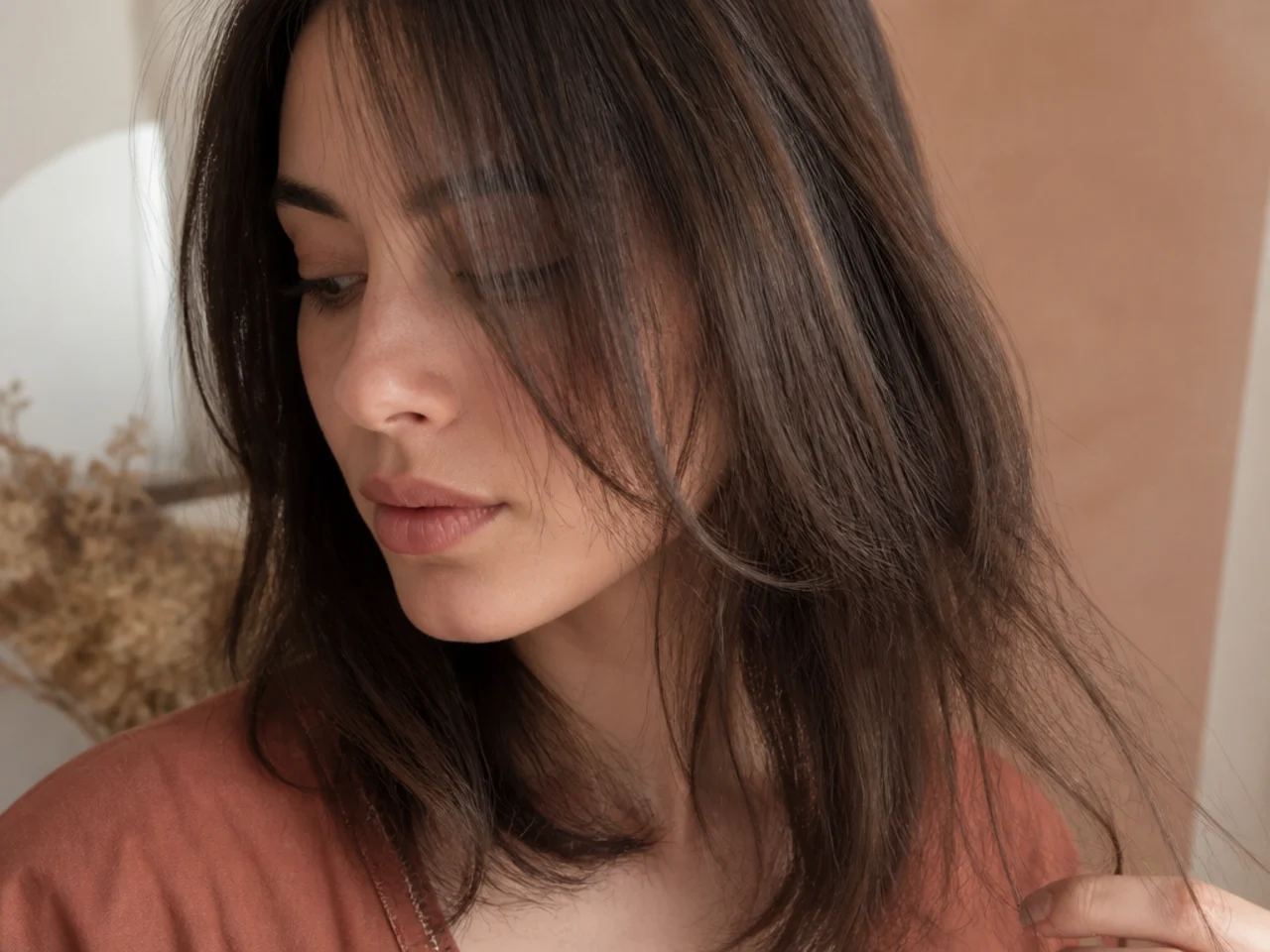 Close view of thin tapered ends on a grown out front section