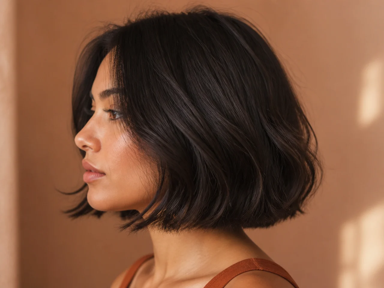 Side profile showing volume sitting lower around the jaw rather than at the crown
