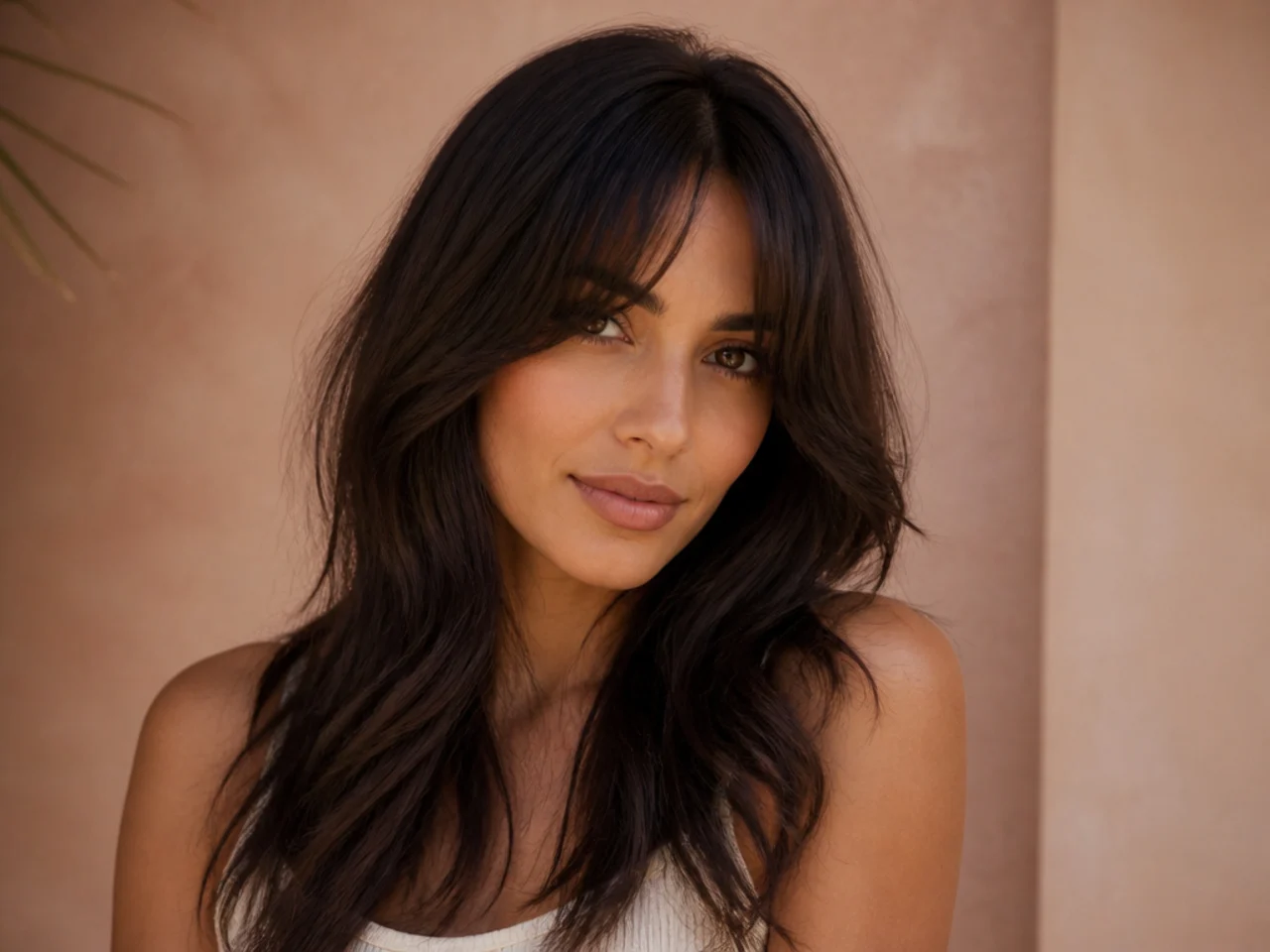 Curtain bangs on fine long hair with a shallow section