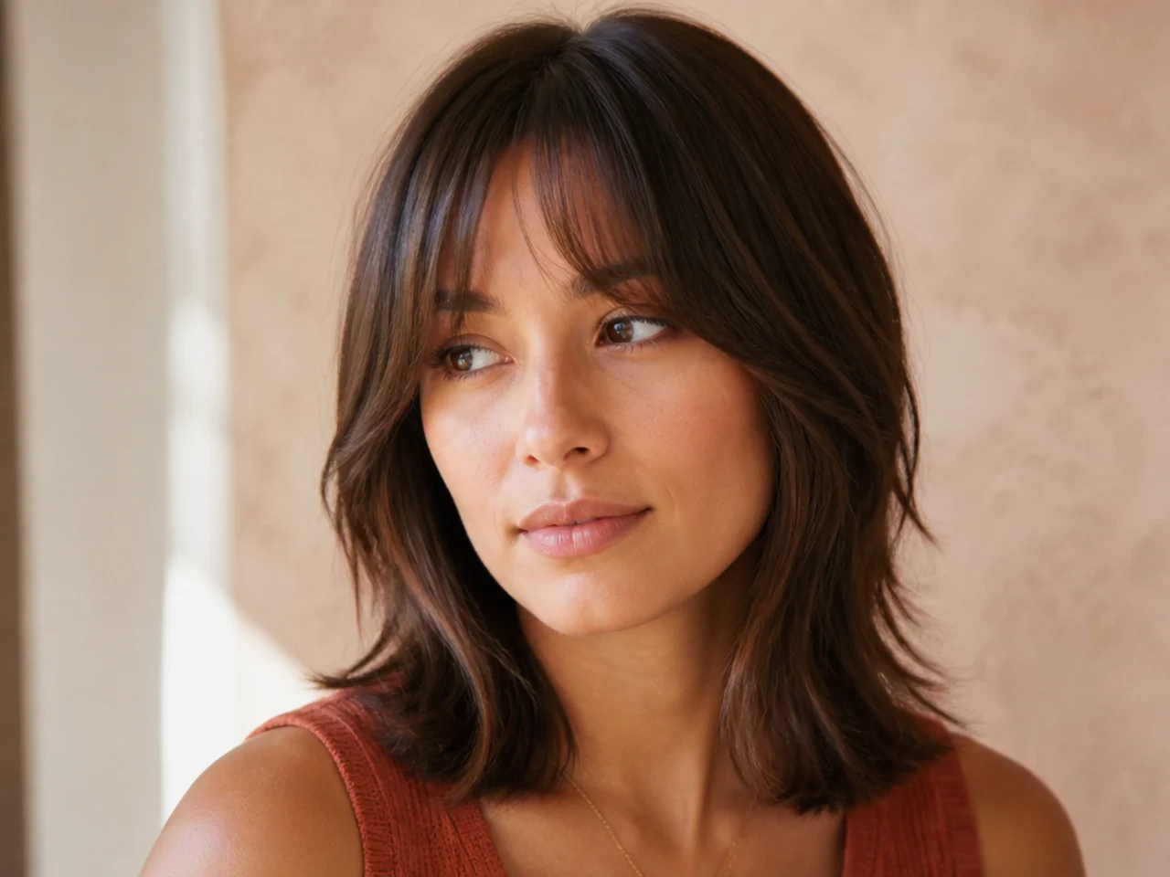 Curtain bangs on fine medium length hair