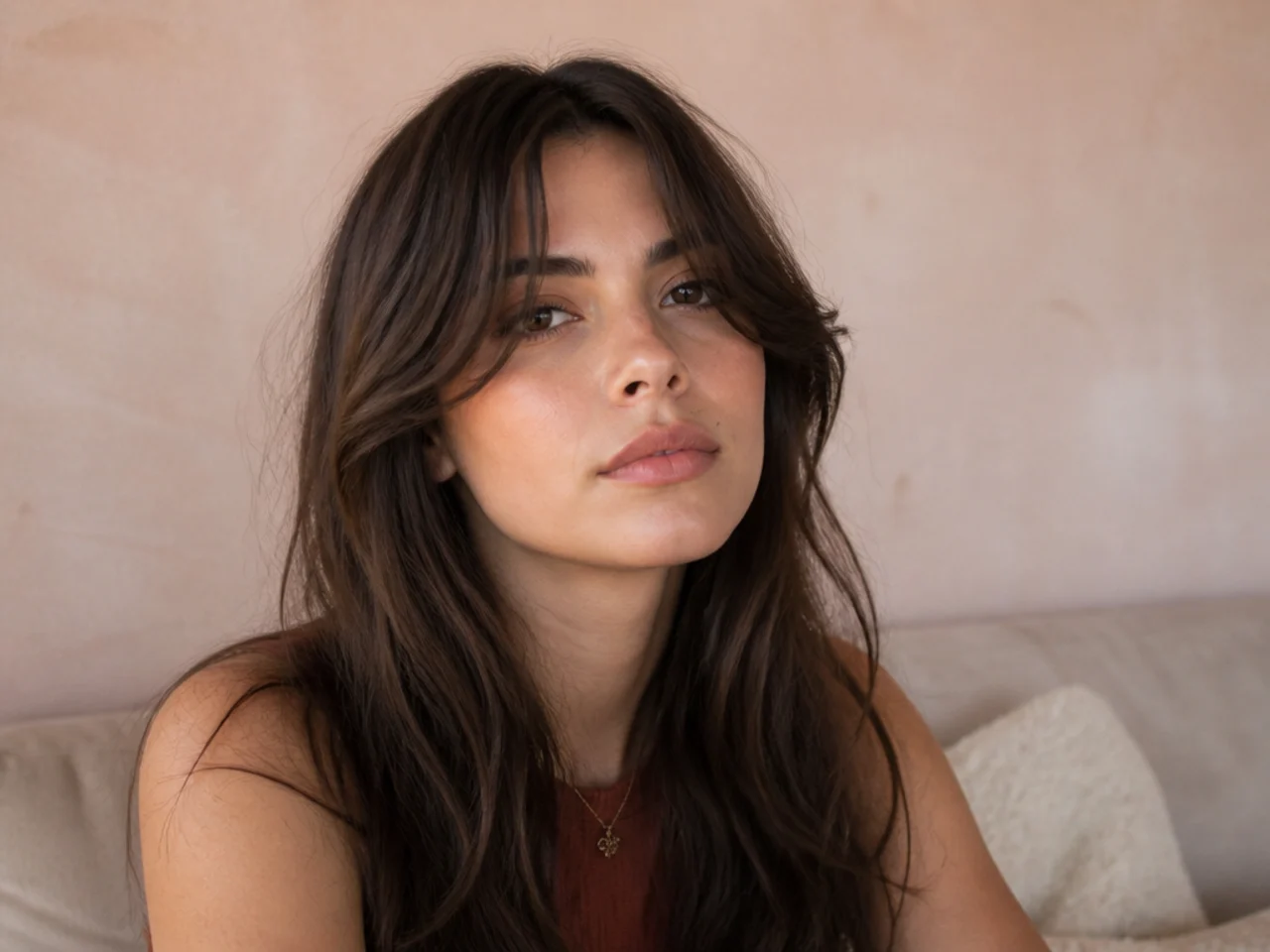 Curtain bangs with a centre parting