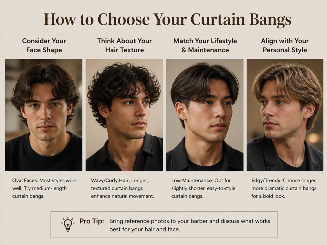 Barber lifting a section of hair at the front of a client's head to measure fringe length