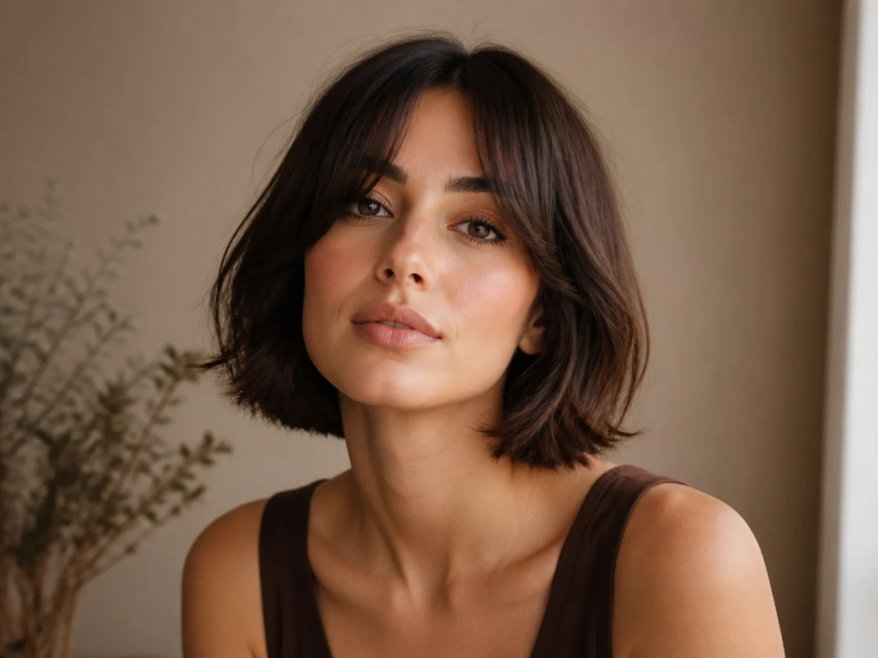 Curtain bangs on a short bob