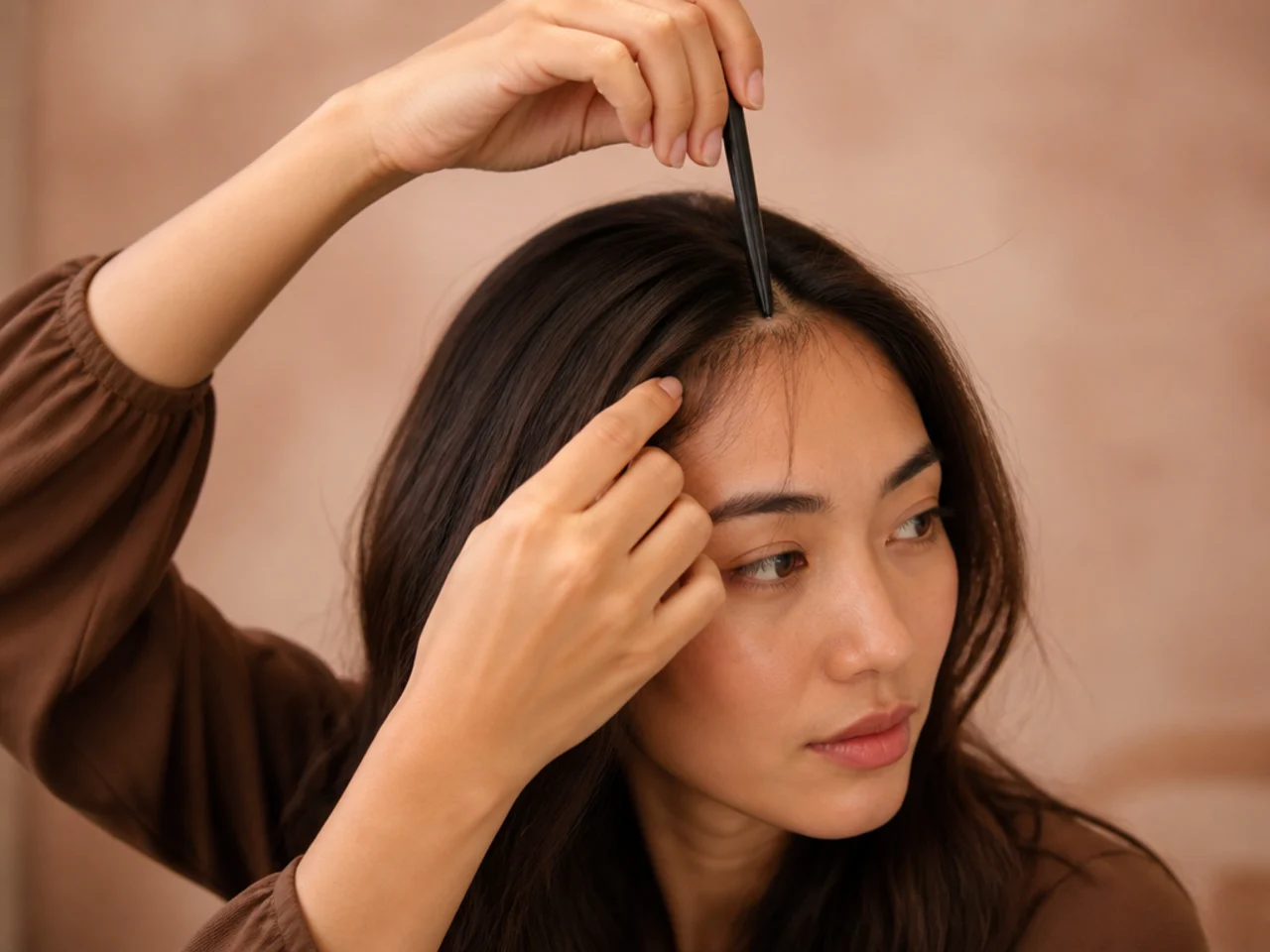 Measuring fringe section depth back from the hairline