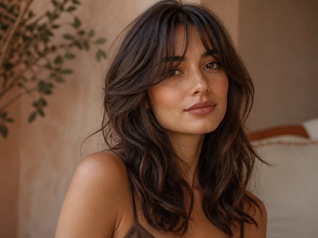 Wispy curtain bangs on fine wavy hair