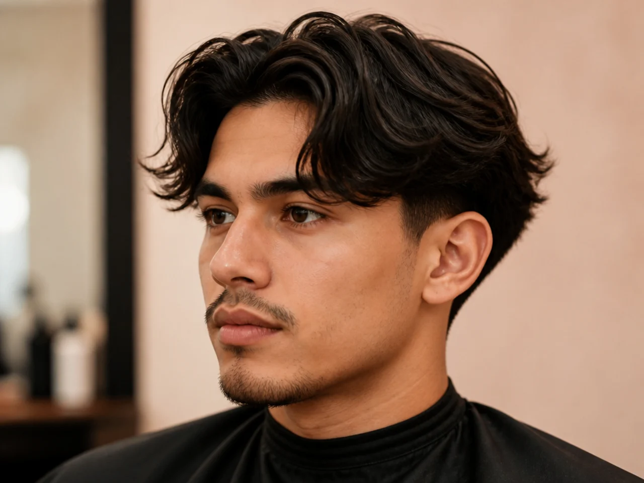 Modern curtain fade with a soft feathered fringe and a low mid fade on the sides for editorial cleanness