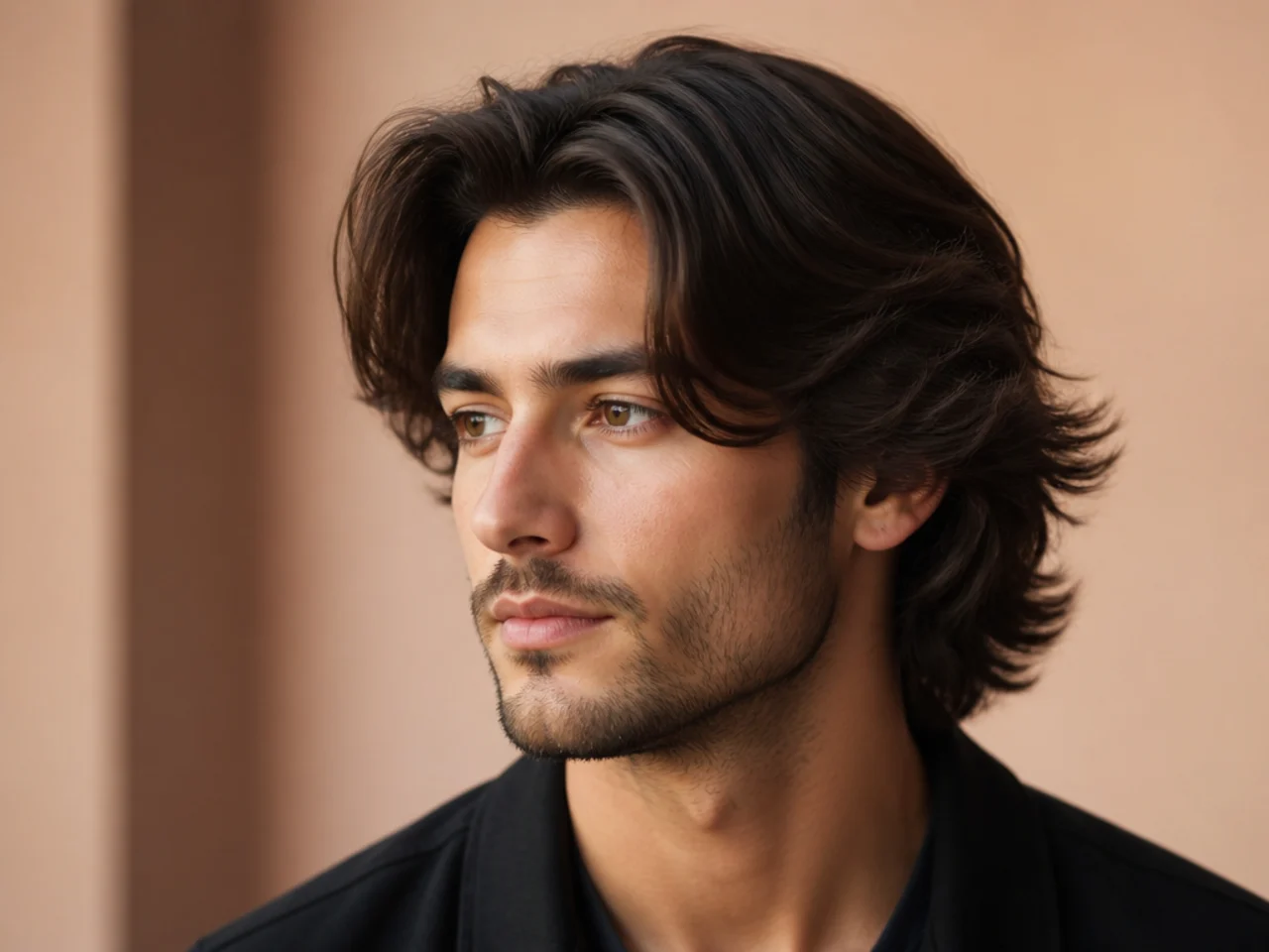 Blowout curtain flow haircut with lift at the front before dropping into a center split on a young man