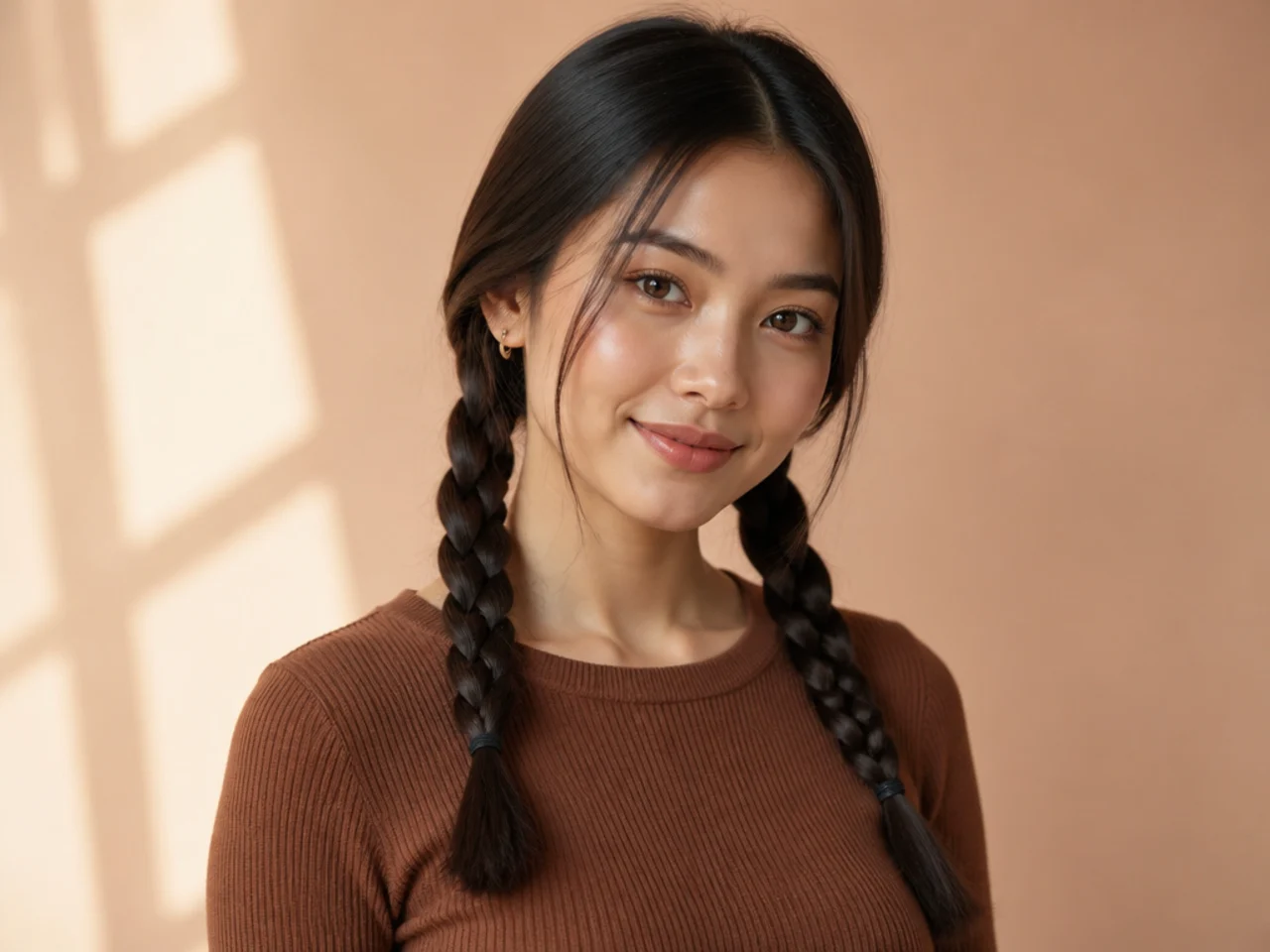 Two plaits on straight hair