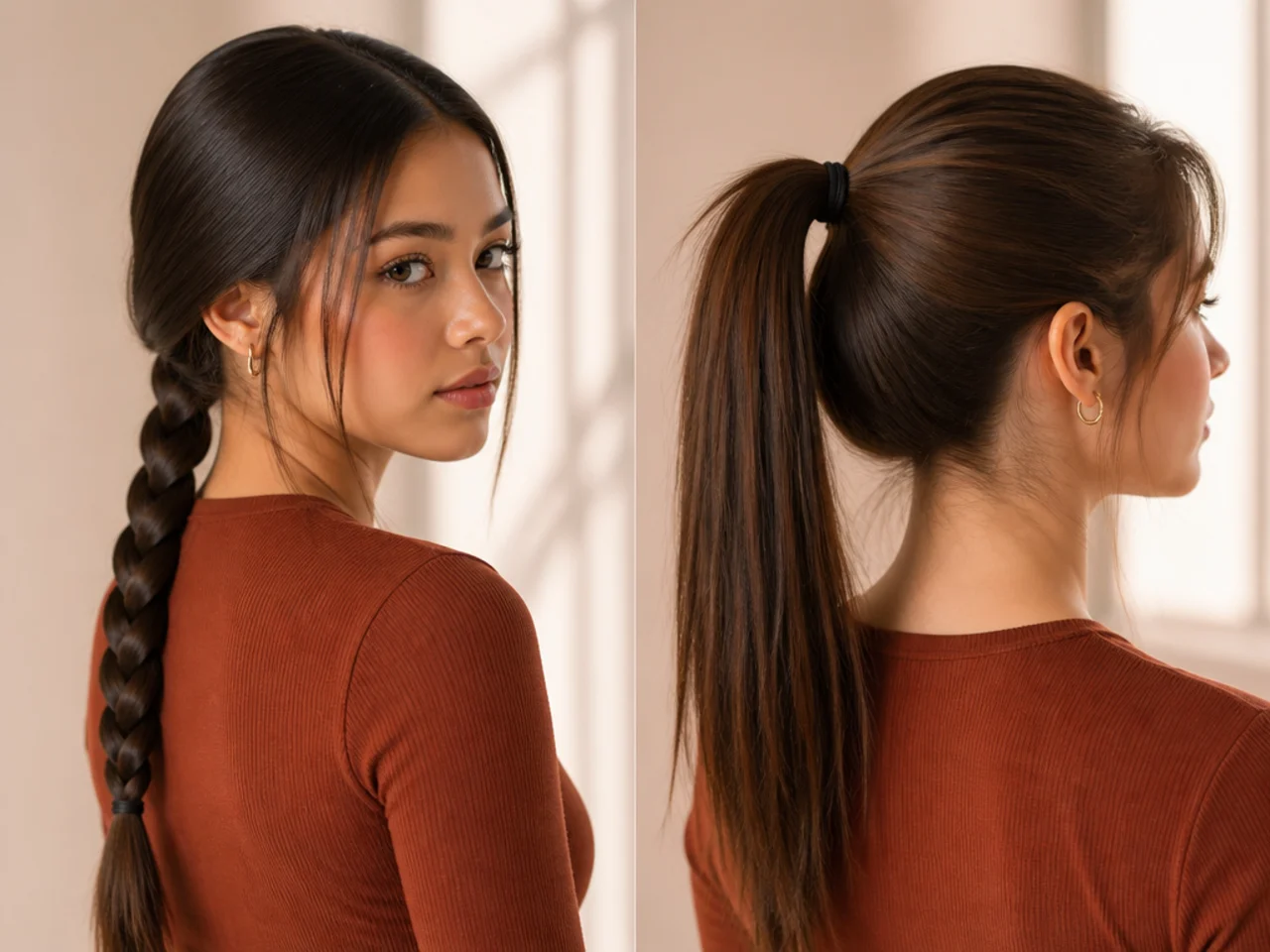 A plait compared with a ponytail as a failure point