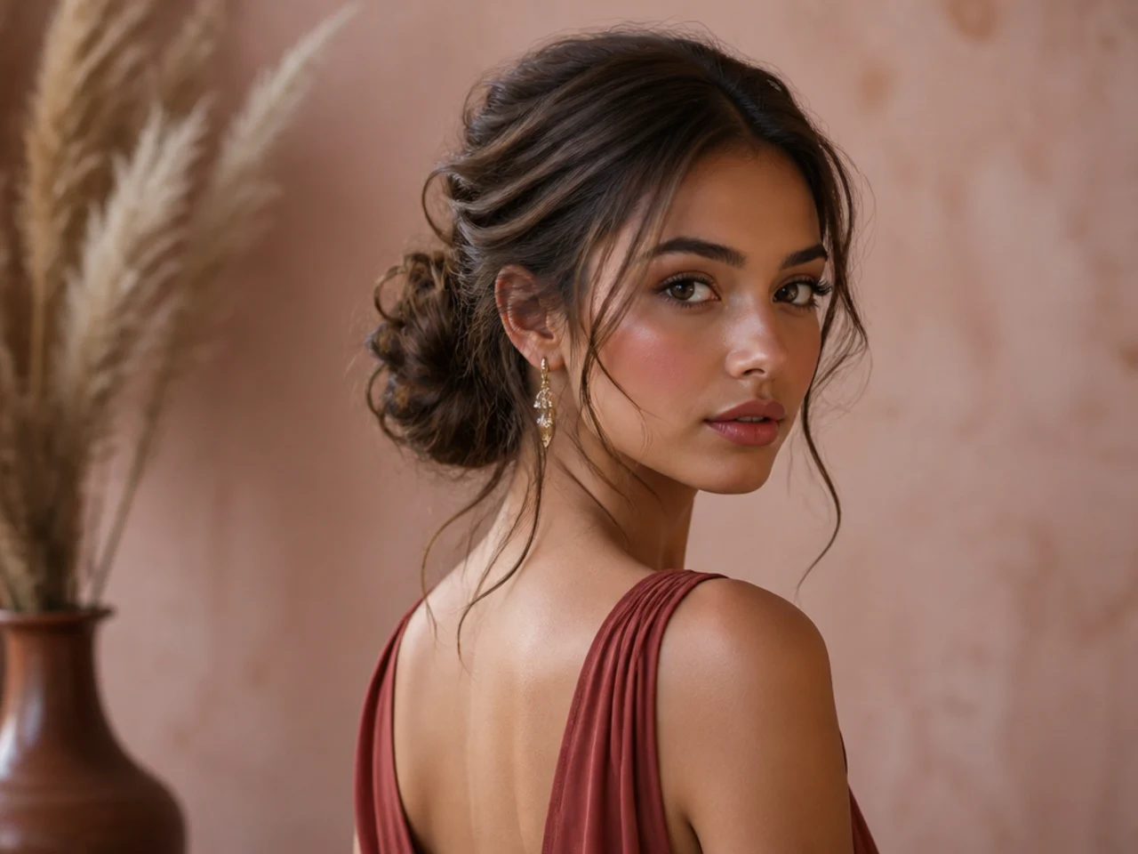 Three-quarter view of a homecoming style matched to its neckline