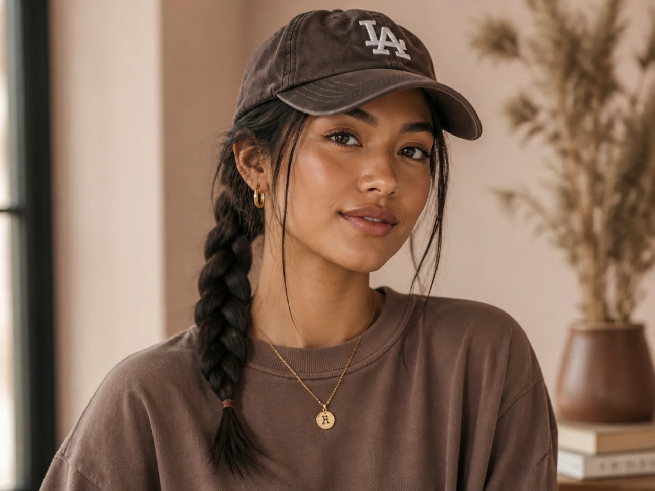 A braid worn under a cap