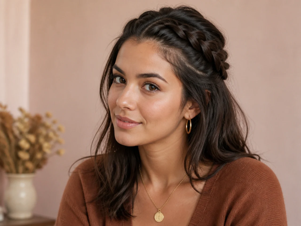 A Dutch braid from the hairline