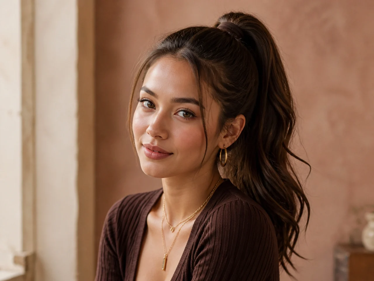 A high ponytail with a wrapped base